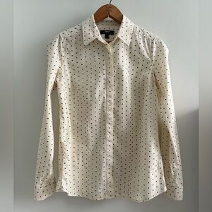 Y2K Mexx Women’s Ivory and Black Spade Design US 6 Button Down Shirt EUC